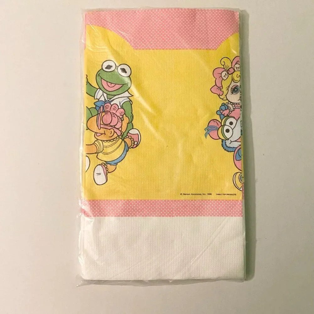 Vintage 1988 Jim Hensons Muppet Babies Paper Poly Table Cover Party Decor